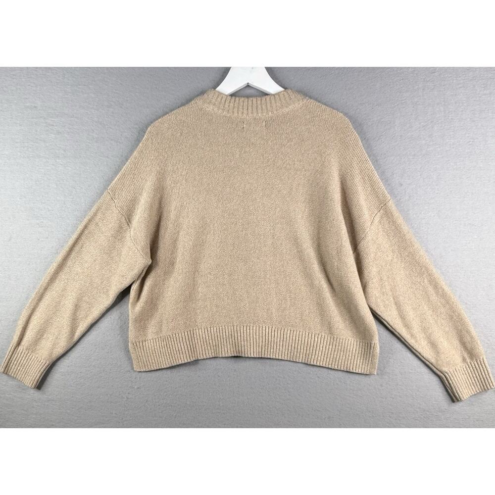 Quince 100% Organic Cotton Cropped Cardigan Womens Sz L Cement Tan Minimalist - Picture 5 of 11